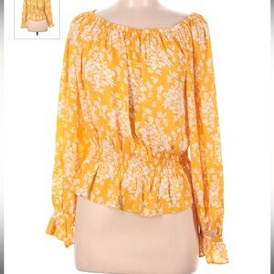 Ann Taylor Yellow Floral Long Sleeve Blouse - Size M